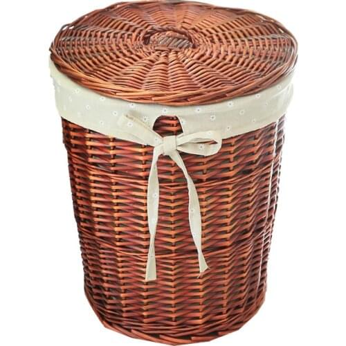 Rattan hamper basket with dirty clothes basket put clothes storage basket clothing with lid tweezers home weaving large