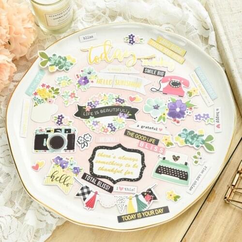 KSCRAFT 52pcs Life Is Beautiful Paper Stickers for Scrapbooking Happy Planner/ DIY Crafts/ Card Making Decoration