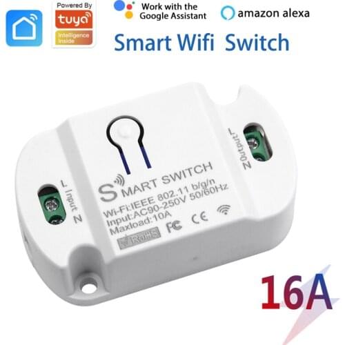 16A Wifi Tuya Smart Light Switch Module Timer Wireless Switches Smart Home Control With APP Smart Life Alexa Google Home IFTTT
