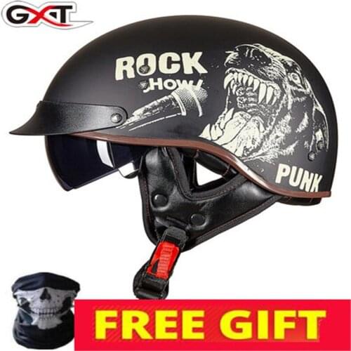 GXT Motorcycle Helmet DOT Approved Casco Moto Men Women Retro Riding Motorbike Helmet Summer Breathable Motocross Half Helmet
