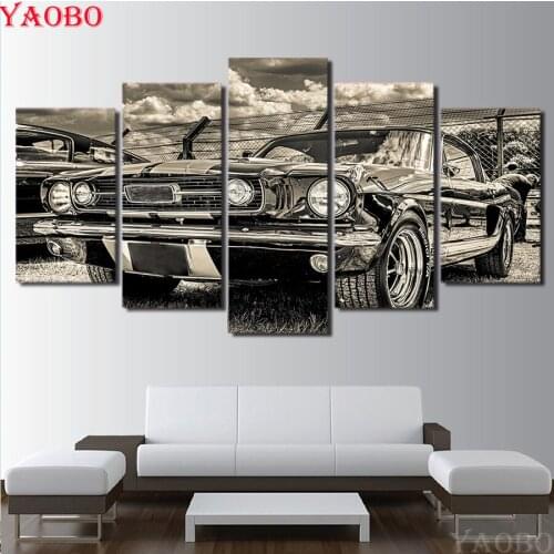 Diy diamond painting 5 pcs Retro Sports Car mosaic kits diamond Embroidery full squareround drills Home Decor Wall Art Pictures