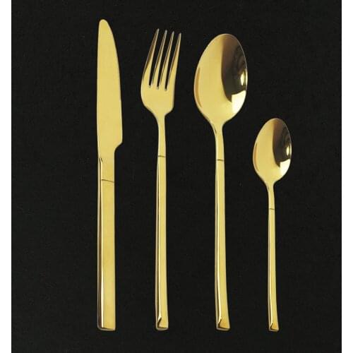 4Pcs Gold Dinnerware Set 18/10 Stainless Steel Cutlery Set Tableware Dinner Knife Fork Spoon Flatware Set Dishwasher Safe