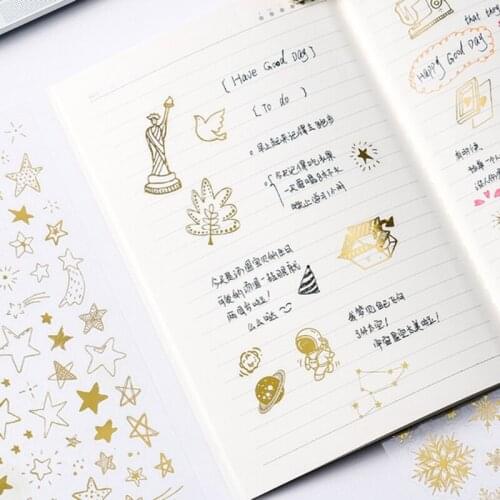 T8DB Gold Stamping Sticker Shining Sticker for Scrapbooking Journey/Outer Space/Snowflakes/Planets/Constellation/Stars Theme