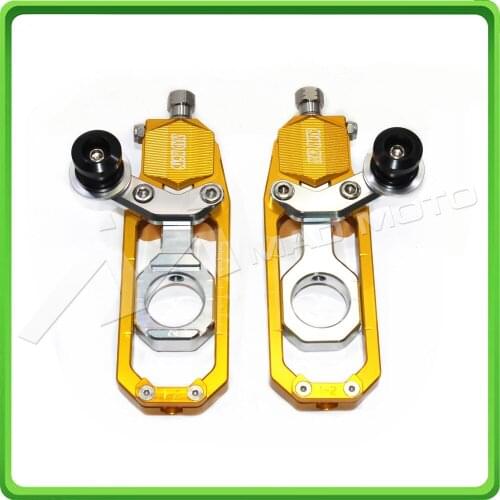 Motorcycle Chain Tensioner Adjuster with bobbins kit for Yamaha R1 YZF-R1 2007 2008 2009 2010 2011 2012 2013 2014 Gold&Silver