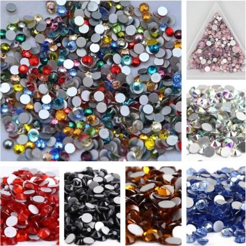 Wholesale 1440pcs/lot,ss2 (1.2mm) Multi Colors Crystal AB 3D Flat Back Non Hotfix Nail Art Rhinestones Decoration