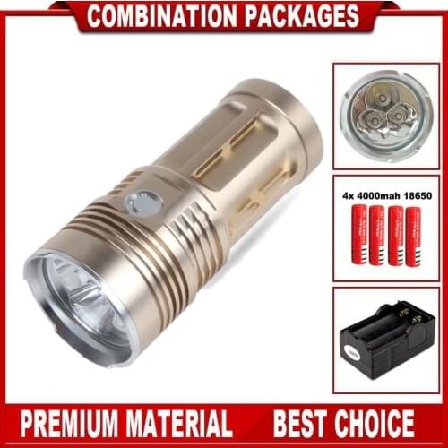 WasaFire Super Bright Flashlight 5000 Lumens XML T6 LED Torch Waterproof Lanterna Tactical Flash Lamp+4* 18650 Battery + Charger