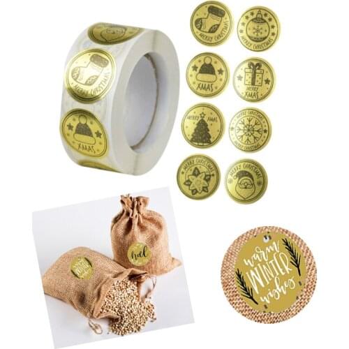 Merry Christmas Stickers Christmas Tree Elk Candy Bag Sealing Sticker Christmas Gifts Box Labels Decorations New Year500 Pcs