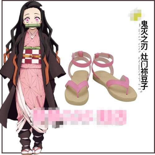 Anime Demon Slayer: Kimetsu no Yaiba Kamado Nezuko Shoe Pink Sandals Flip-flop A