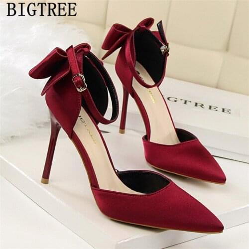 Sandalias 2020 Butterfly-knot Elegant Shoes High Heels Sandals Women Wedding Heels Bigtree Shoes Plus Size Shoes Women Ayakkabi