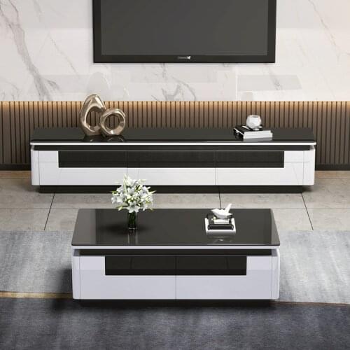 Nordic TV cabinet and tea table combination set modern simple living room TV cabinet large and small house type floor cabinet