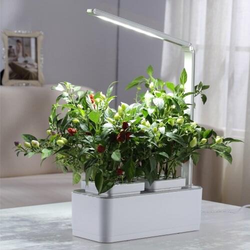 Hydroponics Growing System with LED Grow Light Indoor Garden Starter Kit Plant Germination Kits 2 Plant Pots for Home Gardening