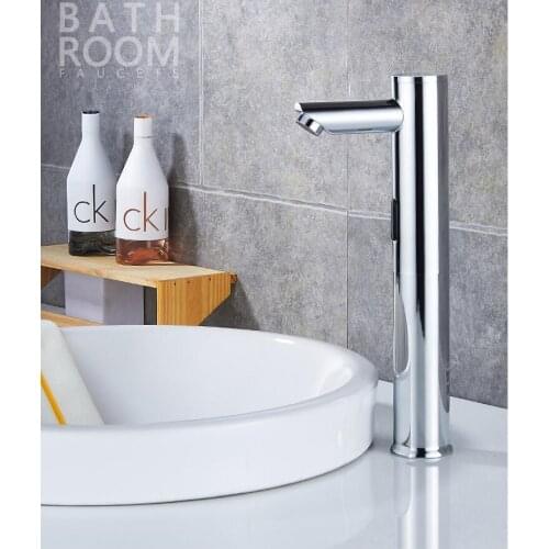 Modern Bathroom Products Chrome Finished single Cold Water thermostatic Basin Faucet AC or DC Mixer high basin tap