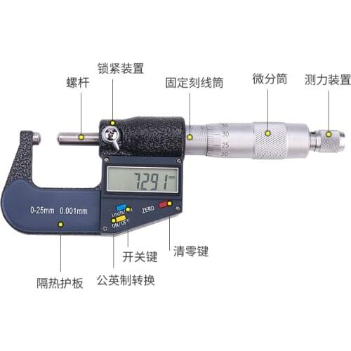 Special probe, digital display micrometer, tube wall thickness, double-pointed tip, round tip, blade tip, 0-25mm outer diameter