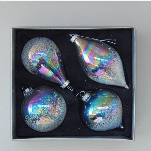 12pcs/pack 7*13cm Small Size Pearl-Lustre Cone Shaped Glass Pendant Christmas Day Home Decoration Surface Chips Handmade Craft