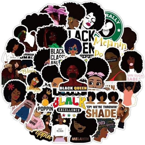 10/50PCS /Pack Inspirational Black Girl Melanin Poppin Stickers For Guitar Laptop Skateboard Phone Car Motorcycle Sticker
