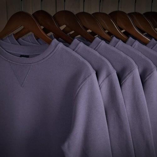 Hoodie Men Purple Cotton Round Neck O-Neck Casual Solid Mens Round Neck Pullover Streetwear Hoodies