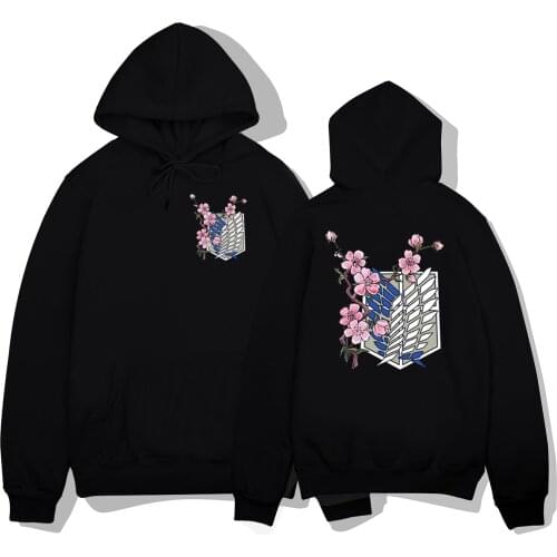 Attack on Titan Mens Hoodie Autumn Casual Pullover Sweats Hoodies Japan Anime Hip Hop Threaded cuffs Sweatshirt Clothes