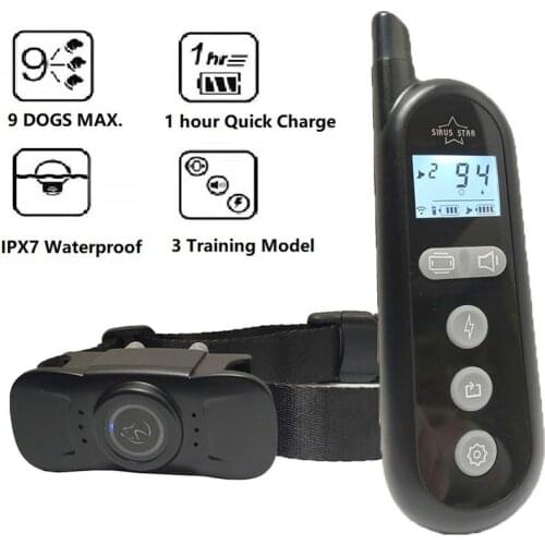 Train up to 9 Dogs Remote Training Collar Rechargeable Dog Shock Collars 100% Waterproof PET Training Set with Security Key Lock