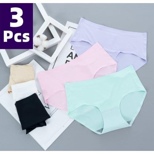 Women Panties Sexy Female Underpants Seamless Ice Silk Panties Invisible Pantys Solid Color Comfort Intimate Lingerie Panties