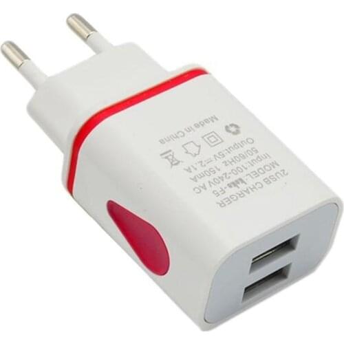 2.1A 5V LED 2 USB Phone Charger Universal For iPhone For Samsung For HTC Fast Wall Charging Adapter USB Charger EU Plug
