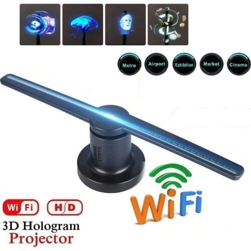 Wifi 3D Hologram Projector Advertising Display LED Holographic Fan Holographic Imaging Lamp 3D Advertising Imaging Logo Light