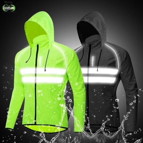 WOSAWE Men Windproof Cycling Jackets Hooded Riding Waterproof Cycle Clothing Bike Long Sleeve Jerseys Reflective Vest Wind Coat