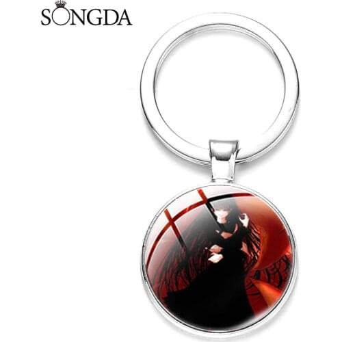 Japan Retro Anime Nurarihyon No Mago Rikuo Nura Round Keychain Art Glass Pendant Key Ring Holder Jewelry Wen Women Souvenir Gift