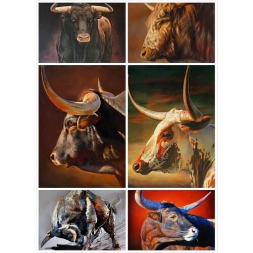 YI BRIGHT Full Square/Round Diamond Painting Strong Bull Diamond Mosaic Animal Embroidery Picture of Rhinestones Home Decor