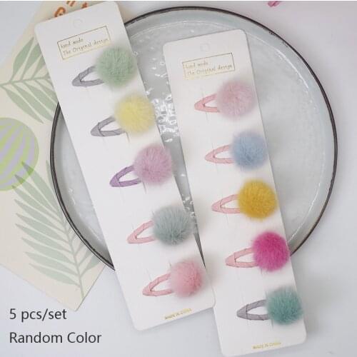 5 Pcs/set Cute Children Hair ball Hairpins Sweet Hair Clips Hair Accessories For Girls Kids Hair Ornament Barrettes Hairclips