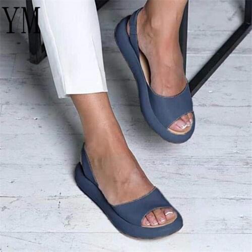 2020 Summer Women Shoes Fashion Shoes Rome Casual Sandals Women Wedges Sandals Pumps Ankle Open Toe Peep toe Med Platform shoes