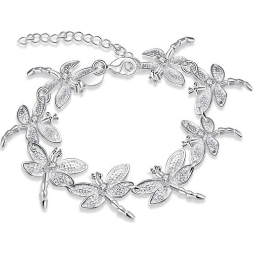 BABYLLNT 925 Silver Full Dragonfly Chain Bracelet For Woman Charm Wedding Engagement Fashion Party Jewelry Gift
