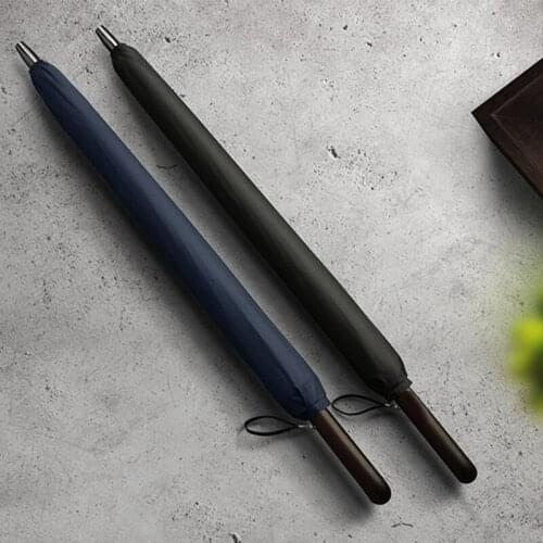 New Women Men Business 24K Straight Long Umbrella Windproof Strong Wooden Handle Rain Umbrella Glassfiber Paraguas