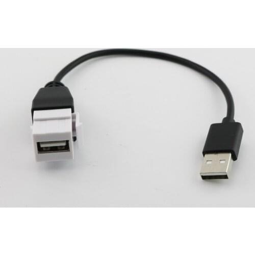1pcs USB 2.0 A Female to USB 2.0 A Male Panel Mount Insert Adapter Cable for Wall Socket Face Plate