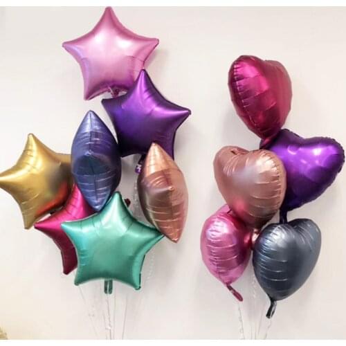 10pcs 18inch Chrome Metallic Heart Star Round Helium Foil Balloons Birthday Party Supplies Wedding Decor Air Globos baby shower