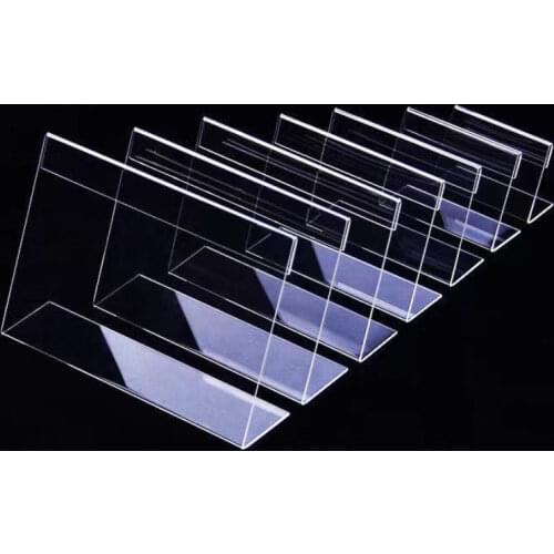 10 pcs L-shaped Transparent Plastic Price Tag Shelf Baking Snack Shop Unit Price Display Card Photo Frame Support Frame