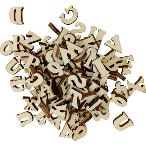 100pcs Unfinished Mixed Wooden Shapes Letter Alphabet Embellishment for Crafts Scrapbooking Decors