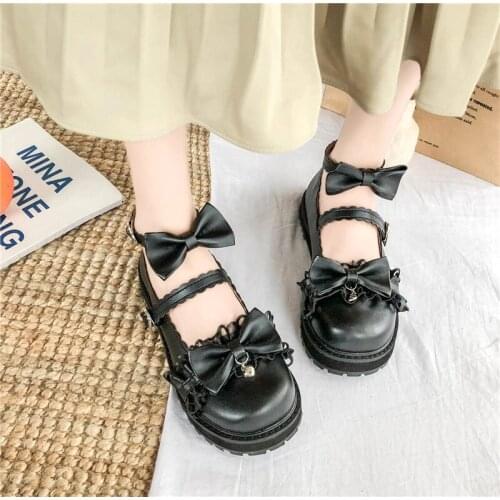 2021 Japanese Kawaii Lolita shoes Girls heart Sweat School Round Toe cute Shoes for Women Student Partty JK Uniform shoes lolita