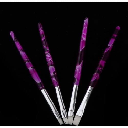 4PCS UV Gel Acrylic Nail Art Polish Builder Painting Drawing Brushes Pens Sticks