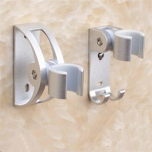 Aluminum Shower Holder Wall Mounted Handshower Bracket Sprayer Pedestal Fixed seat with Hooks bathroom Faucet Accessories