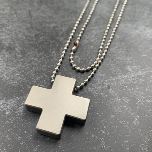 Anime EVA Katsushika Misato Alloy Cross Pendant Necklace for Women Cosplay Fashion Bead Chain Charm Amulet Necklace Pendant