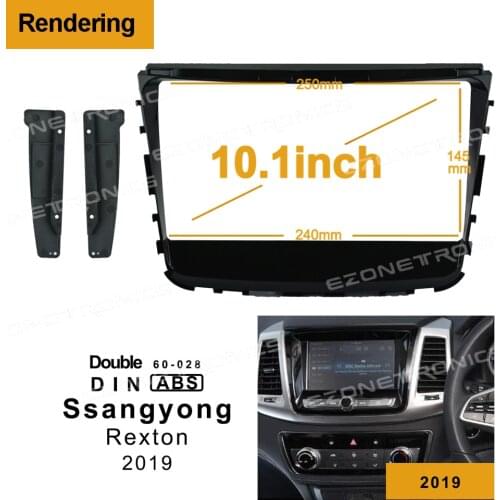 2Din Car DVD Frame Audio Fitting Adaptor Dash Trim Kits Facia Panel 10.1inch For Ssangyong Rexton 2019 Double DIn Radio Player