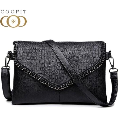 Coofit Large Capacity Envelope Shaped Crossbody Bag Shoulder Bag Satchel Bag For Ladies Classic Stone Pattern Designer Black Sac