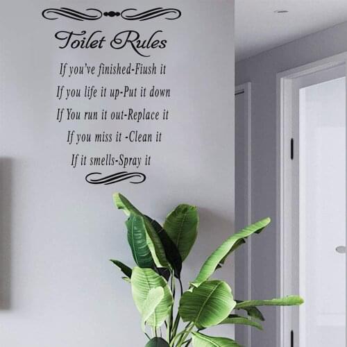 Home Stickers Decorations Removable Wall Sticker Saying Art Decals Decor Sticker Removable Bathroom Rules Vinly Art