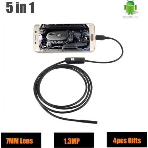 HD USB Endoscope Android 720P 7mm Lens 1.3M Video Endoscope Snake Industry Tube Camera Car Endoscopes Flexible Camera Waterproof