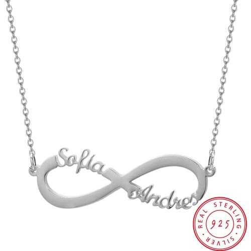 Custom 925 Sterling Silver Name Necklace Personalized NAME Necklace Infinity Necklace for Couple Minimalist Fine Jewelry