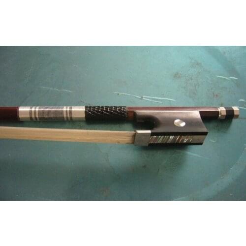 Quality violin bow Pernambuco stick full silver mounted 4/4 one piece