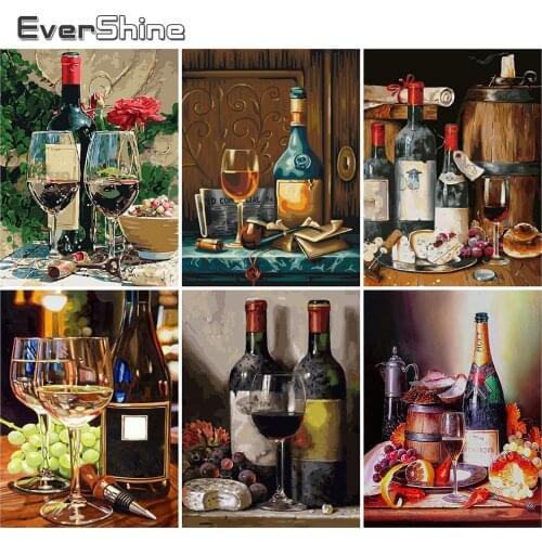 EverShine Diamond Painting Landscape Diamond Embroidery Full Drill Square Liqueur Picture Mosaic Food Rhinestones Handicraft