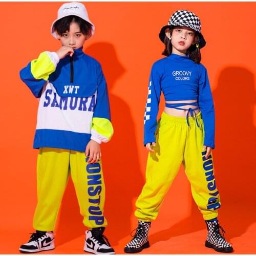 Children Jazz Hip Hop Stage Dance Costumes Streetwear Sports Teenage Boys Girls Sets T-shirt Pant Tracksuit for Kids Trousers