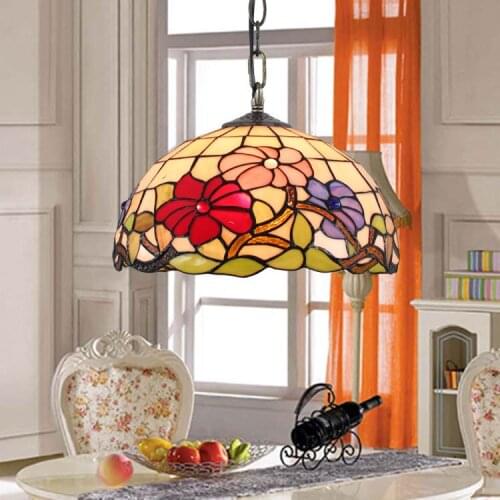 European-Style Creative Tiffany Colored Glass Restaurant Bedroom Corridor Balcony Chandelier Bar Colored Glaze Lighting Baroque