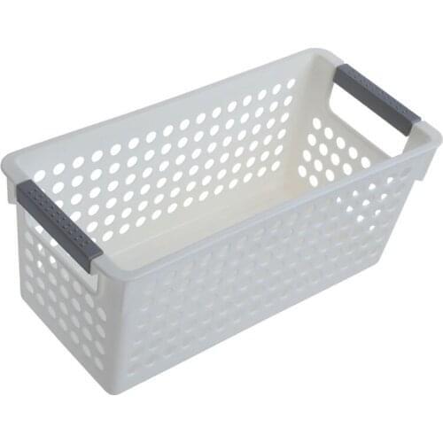 LBER Japanese-style Stackable Plastic Storage Baskets/Bins Organizer Fruit Toys Clothes Glove Box Debris Storage Basket (white)S